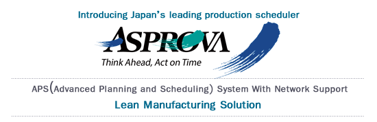 Introducing Japan’s leading production scheduler. Asprova APS APS（Advanced Planning and Scheduling) System With Network Support Lean ManufacturingSolution 